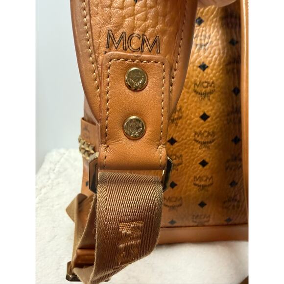 MCM Large Stark Studded Backpack Visetos Canvas | Cognac | Large | Authentic COA main image 14